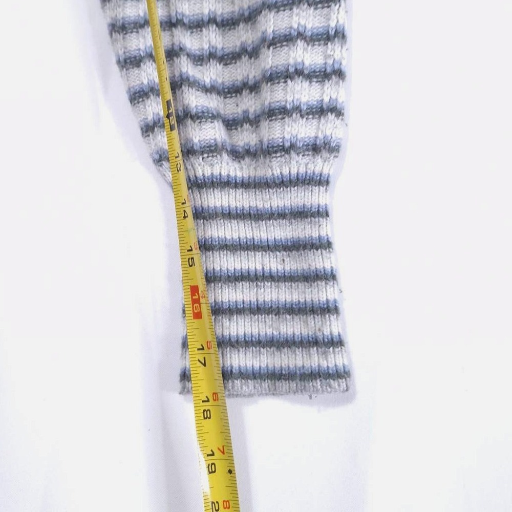 Nine West Striped Cropped Sweater Women's XL Puff Sleeve Pullover Knit Gray Blue - Picture 9 of 9